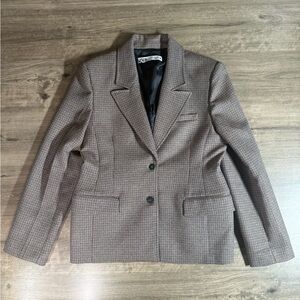 Zara Women’s Houndstooth Two Button Polyester Blend Blazer XL